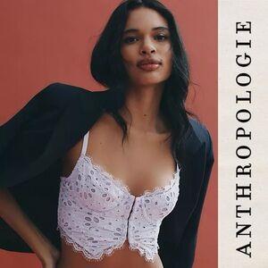 Anthropologie The Giselle Eyelet Corset Lavender Lilac Purple Corset Crop L/XL